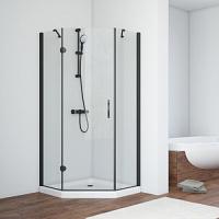 Душевой уголок профиль черный глянцевый стекло прозрачное Vegas-glass