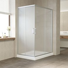 Душевой уголок профиль матовый хром стекло сатин Vegas-glass