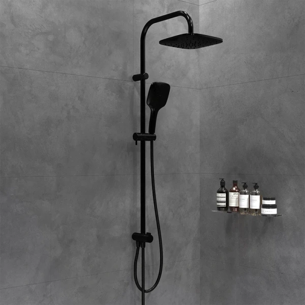 Душевая стойка Damixa Origin Evo с верхним и ручным душем, черная 978200300 (детальная фотография), современные, hi-tech