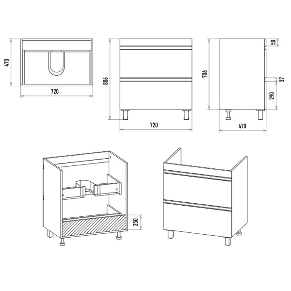 Тумба под раковину напольная Misty Ингрид 75 см белая П-Инг-01075-012Я (детальная фотография), в наличии