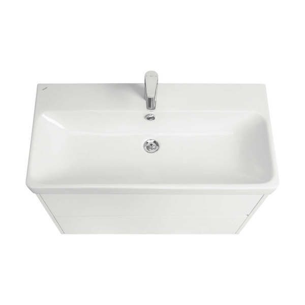 Тумба под раковину подвесная Акватон Сканди 90 см белая матовая/белая глянцевая 1A251901SD010 (детальная фотография), подвесная, пристенная