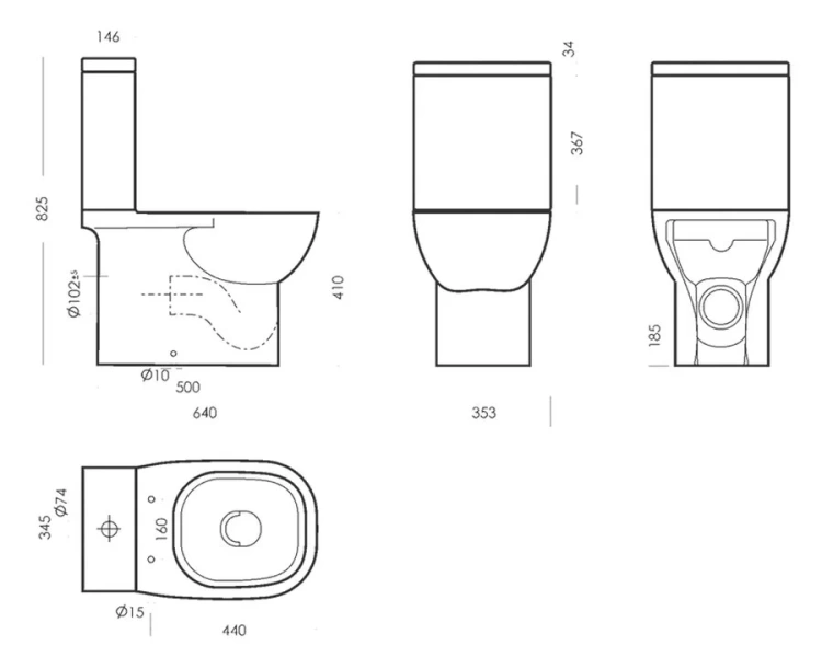 Унитаз компакт Sanita Luxe Quadro белый WC.CC/Quadro/2-SlimDM/WHT.G/S1 (детальная фотография), напольные