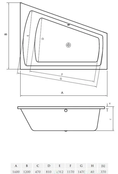 Ванна акриловая Vayer Trinity L/R 160 х 120 см (Гл000008157/Гл000008156) (детальная фотография), угловые, приставные, встраиваемые