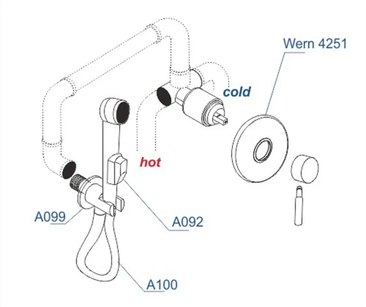 Гигиенический душ со смесителем WasserKRAFT Wern хром A04200 (детальная фотография), для туалета