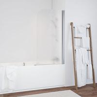 Душевая шторка на ванную профиль глянцевый хром стекло шиншилла Vegas-glass