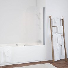 Душевая шторка на ванную профиль глянцевый хром стекло шиншилла Vegas-glass