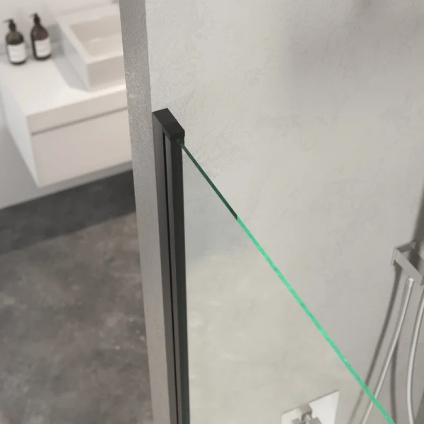 Шторка для ванны Berges River S Black 80х145 см прозрачное стекло, профиль черный 065011 (детальная фотография), современные, hi-tech