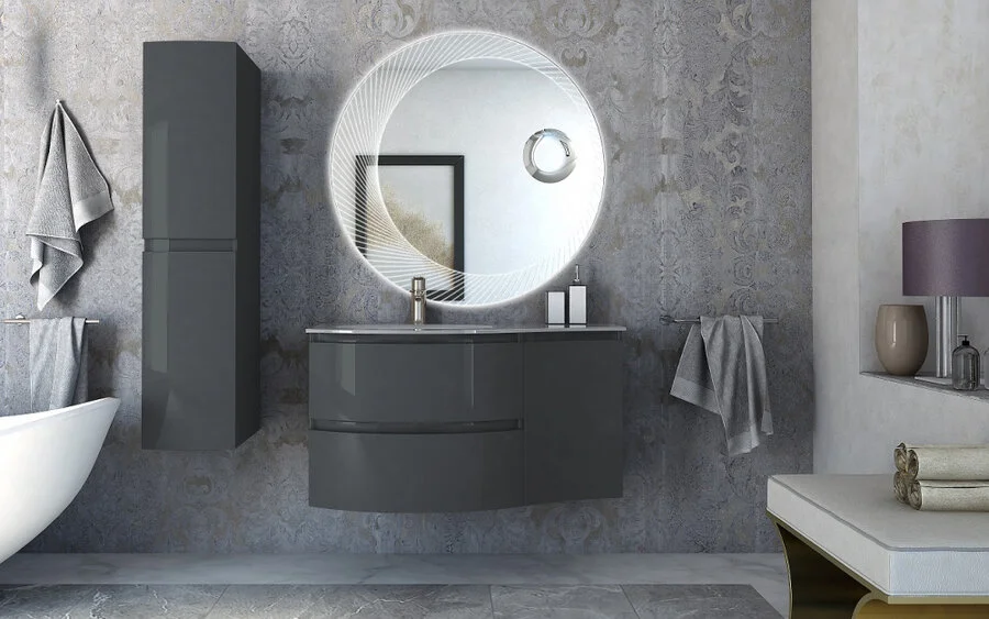 Шкаф-пенал подвесной Cezares Vague 30 см Antracite 44323 (детальная фотография), недорого