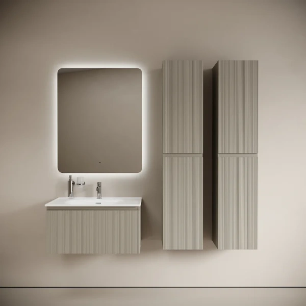 Тумба под раковину подвесная Sancos Code 80 см серая платина CD80GP (детальная фотография), подвесная, пристенная