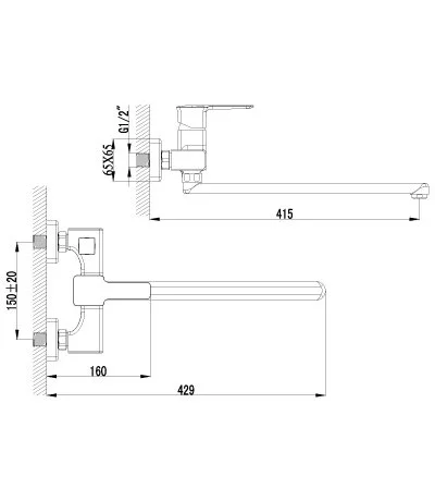 Смеситель для ванны Lemark Basis LM3617C (детальная фотография), для ванны