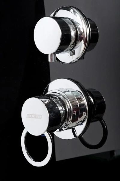 Душевая кабина Deto B 90х90 см без крыши B90BLACK (детальная фотография), угловые, недорогие, для дачи, без гидромассажа, без крыши, с сиденьем