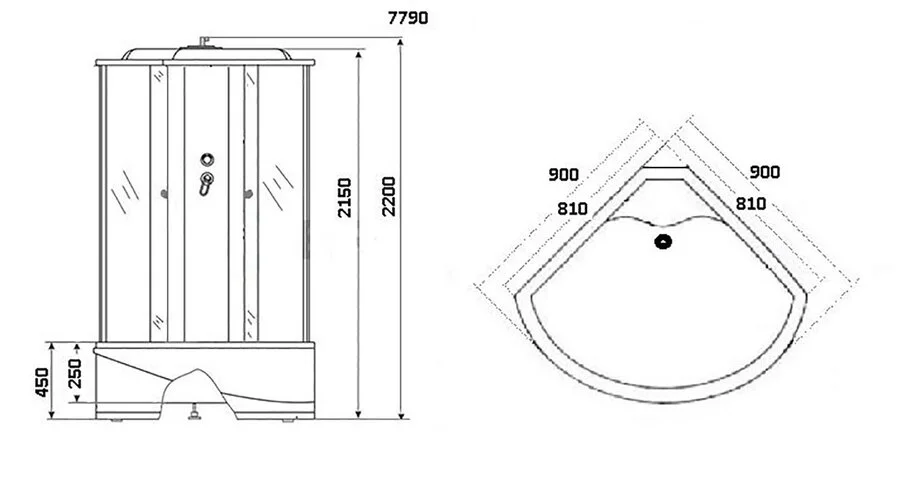 Душевая кабина Niagara Luxe 90х90 см золото 7790G (детальная фотография), 90х90