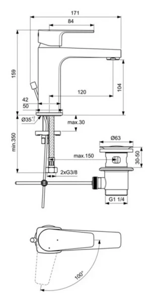 Смеситель для раковины Ideal Standard Cerafine D хром BC689AA (детальная фотография), для раковины