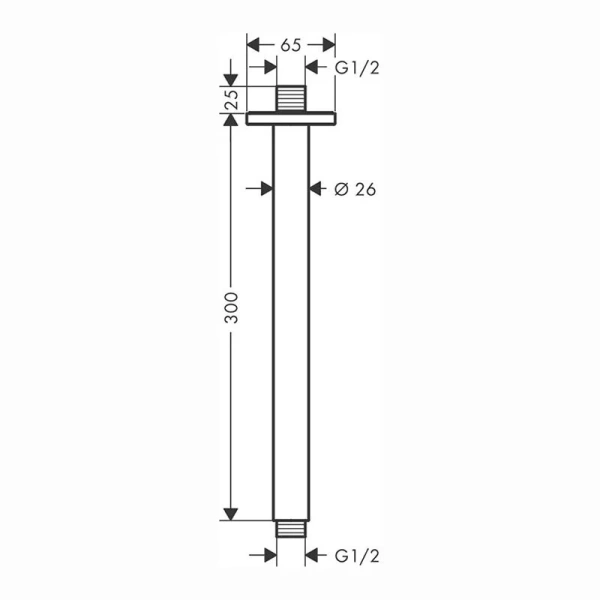 Держатель верхнего душа Hansgrohe Vernis Shape потолочный, хром 26407000 (детальная фотография), нет в наличии
