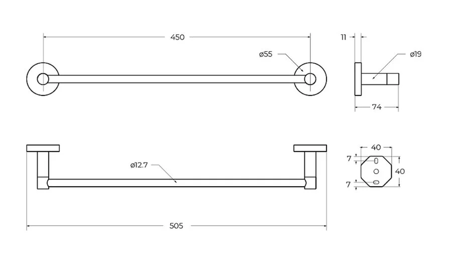 Полотенцедержатель Cezares Relax сатин RELAX-TH-50-IN (детальная фотография), современные, hi-tech