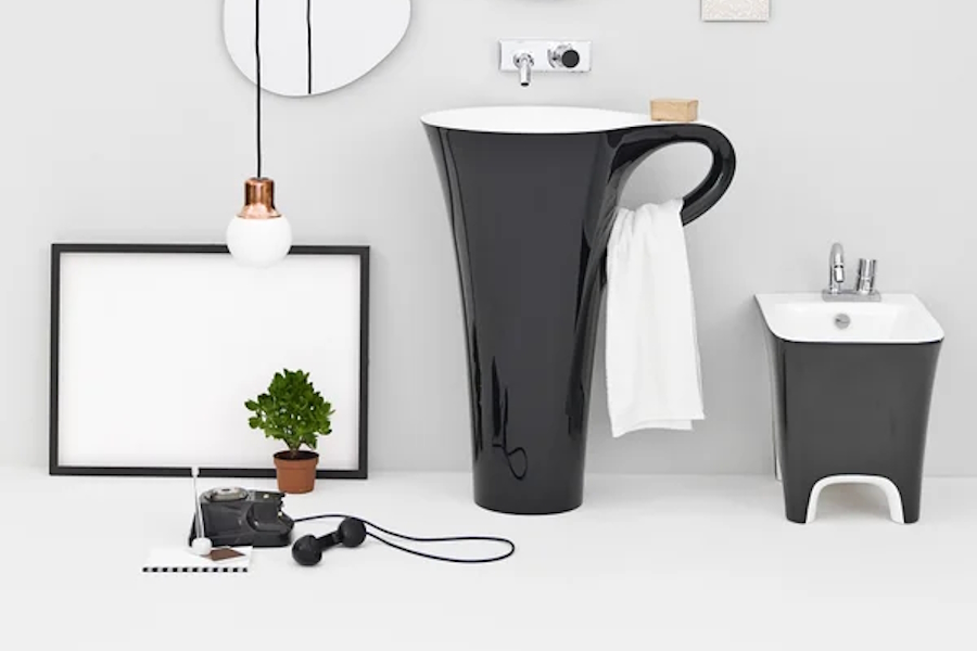 Раковина, цвет чёрно-белый, ArtCeram One Shot OSL004 01 50 (детальная фотография), напольные index_1