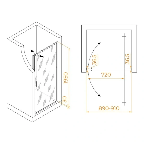 Душевая дверь в нишу RGW Leipzig LE-102 90 см профиль хром стекло прозрачное 711210209-11 (детальная фотография), современные, hi-tech