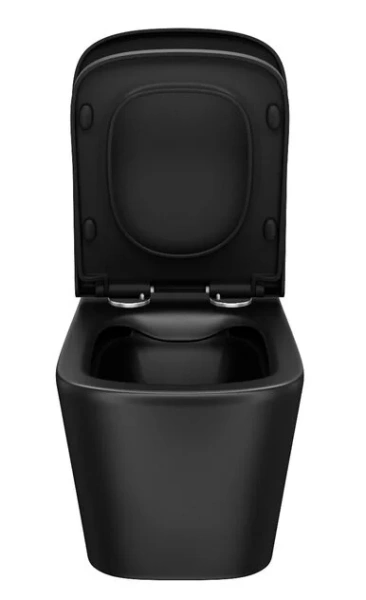 Унитаз подвесной IDDIS Bild черный матовый BILR2BMi25 (детальная фотография), безободковые, сиденье с микролифтом , с антивсплеском