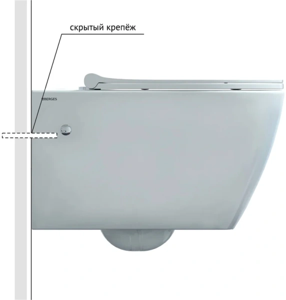 Унитаз с инсталляцией Berges Mascon клавиша хром глянец 043350 (детальная фотография), с инсталляцией