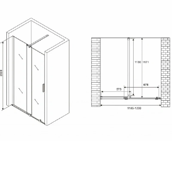 Душевая дверь в нишу Abber Komfort 120 см стекло прозрачное AG90120 (детальная фотография), современные, hi-tech