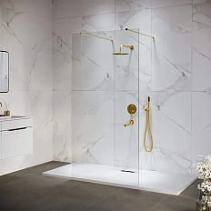 Душевая перегородка RGW Walk In WA-016Gb 100 см профиль золото, стекло прозрачное