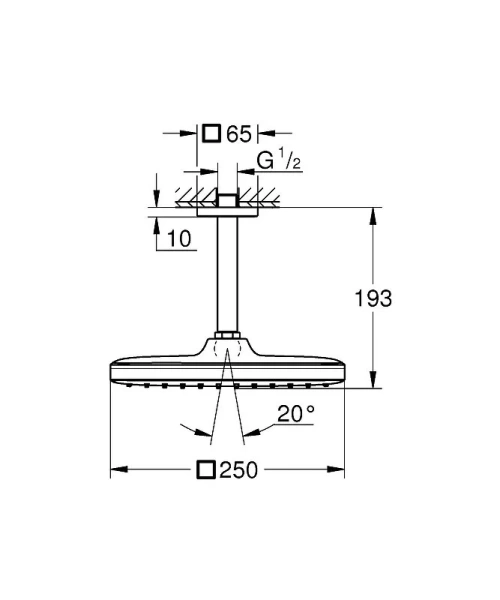 Верхний душ Grohe Tempesta хром 26688000 (детальная фотография), верхние души