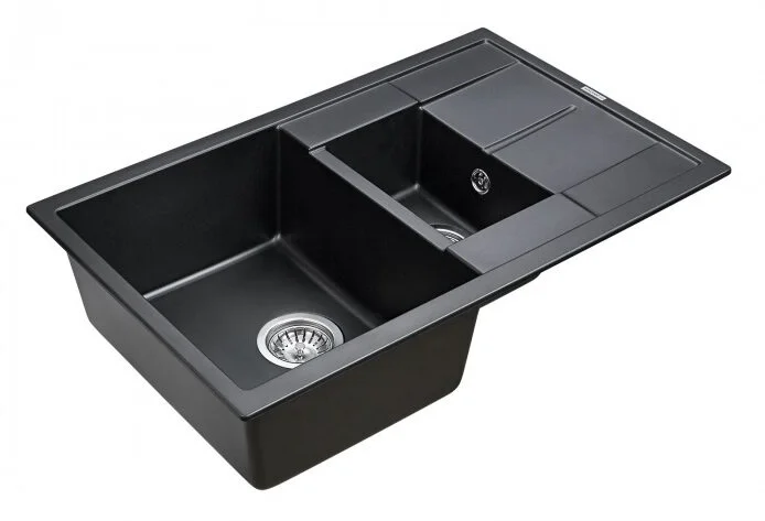 Мойка для кухни Paulmark Feste 77 см черный металлик PM237850-BLM (детальная фотография), кварц