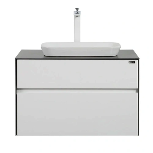 Тумба с раковиной подвесная Black&White Universe 80 см белая - фото 1