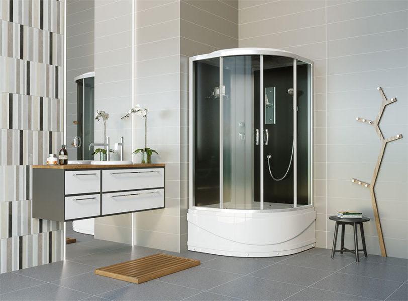 Душевая кабина Erlit Comfort ER3508TP-C 80x80 см с высоким поддоном (детальная фотография), хромированный профиль