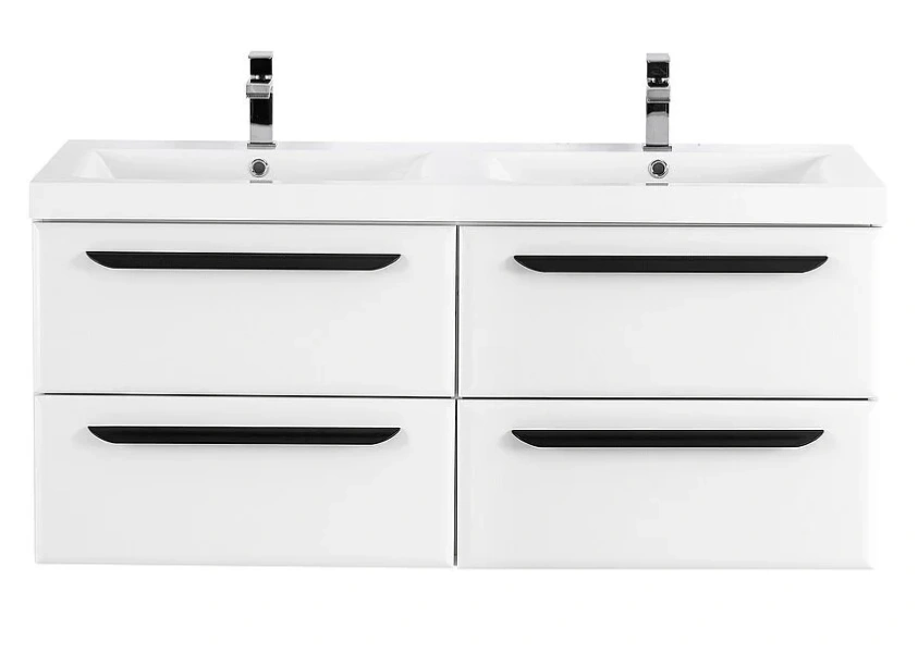 Тумба под раковину подвесная Cezares Eco 120 см с 4 ящиками, bianco lucido ECO-1200-4C-SO-2-BL (детальная фотография), современная, hi-tech