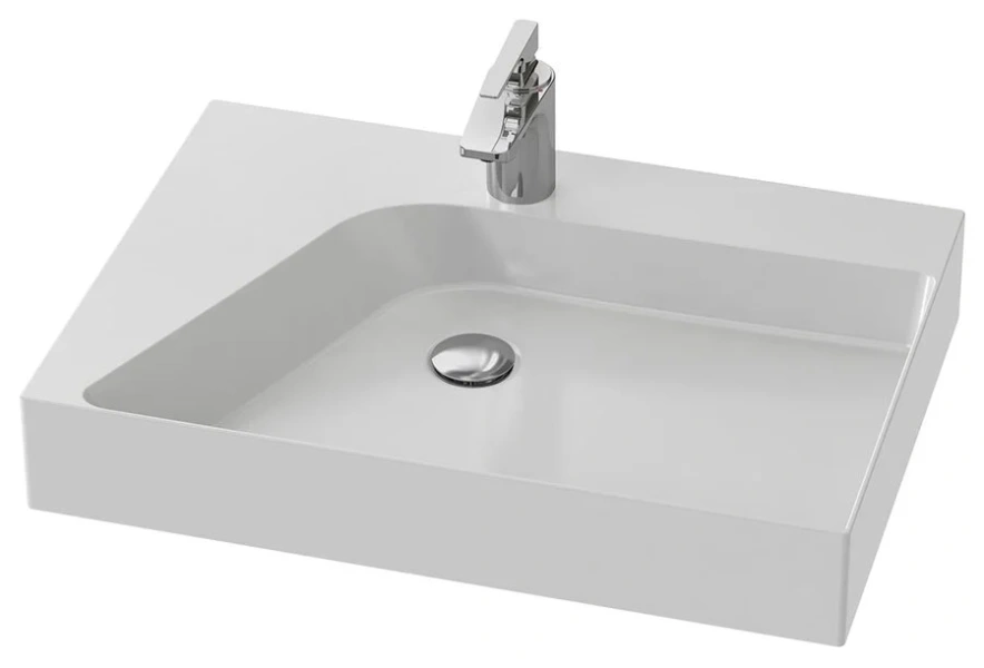 Раковина Jacob Delafon Rythmic Pure 65 см левая, белая EVN112-00 (детальная фотография), подвесные, накладные (на столешницу), пристенные