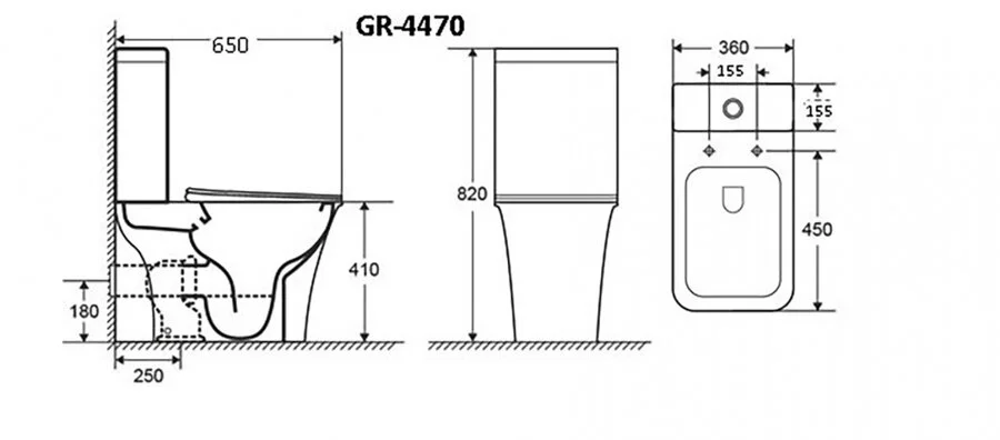 Унитаз компакт Grossman Galaxy безободковый GR-4470S (детальная фотография), современные, hi-tech