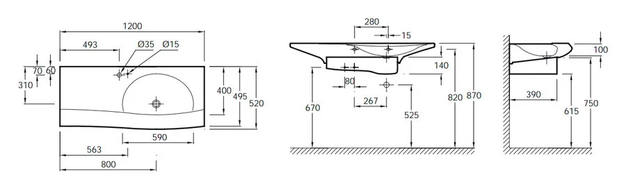 Раковина Jacob Delafon Stillness 120 см белая E1292-09-00 (детальная фотография), современные, hi-tech