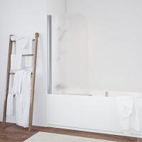 Душевая шторка на ванную профиль глянцевый хром стекло шиншилла Vegas-glass