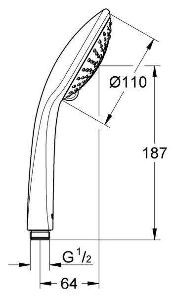 Душевая стойка Hansgrohe Croma с однорычажным смесителем 27222000 (детальная фотография), хром