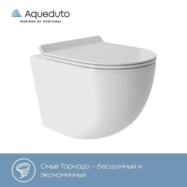 Унитаз подвесной Aqueduto Ovo безободковый OVOT0110 (детальная фотография), подвесные, встраиваемые