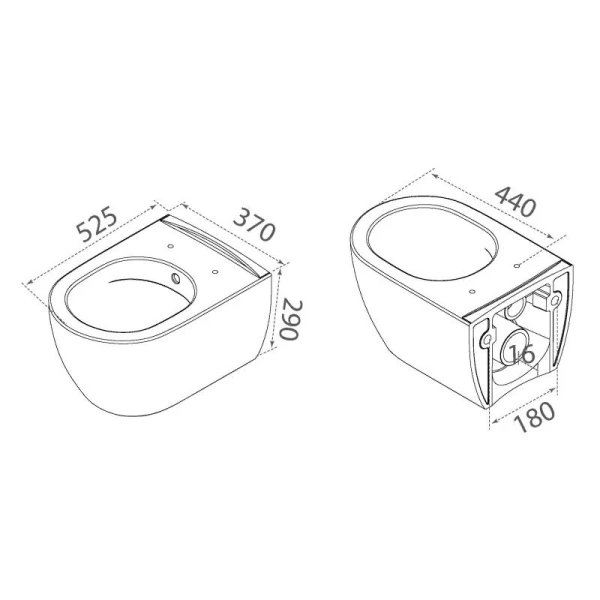 Унитаз подвесной Boheme Nero черный матовый 961-SET-2-B (детальная фотография), подвесные, встраиваемые