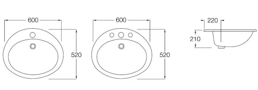 Раковина встраиваемая Hatria Ovaline Y67101 60х50 см (детальная фотография), современные, hi-tech