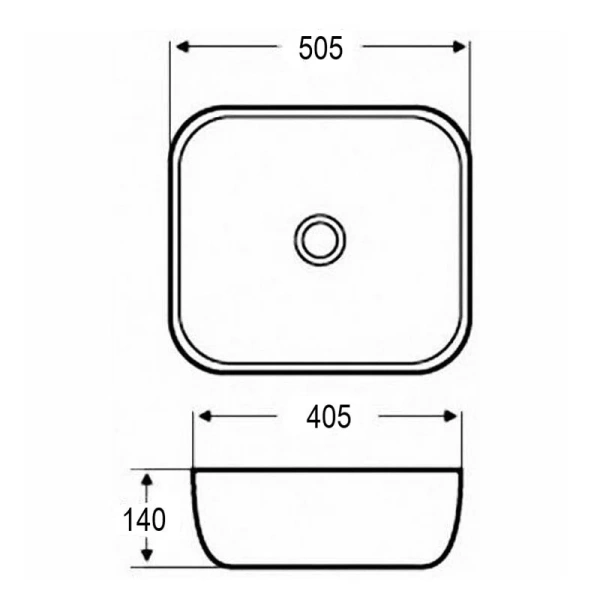 Раковина Azario 50.5 см накладная AZ-2143 SP (детальная фотография), современные, hi-tech