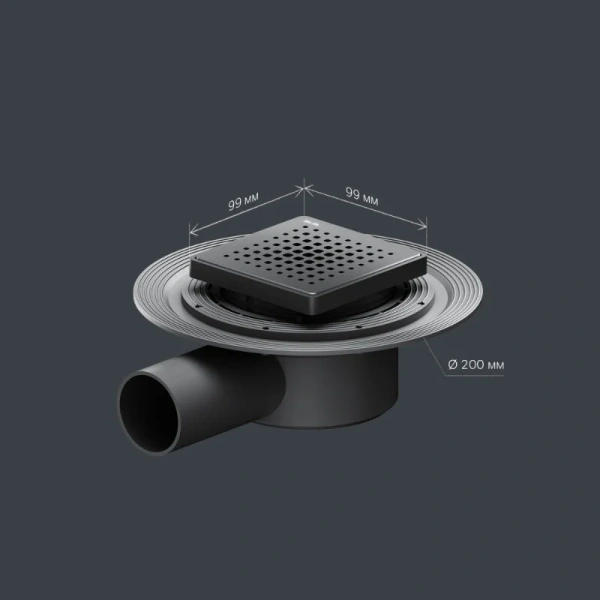 Душевой трап Am.Pm MasterFlow 10 см черный матовый W01BD-P11-010-01BM (детальная фотография), для монтажа в пол