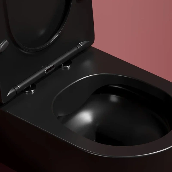 Унитаз подвесной Ceramica Nova Modena чёрный матовый CN6063MB (детальная фотография), с горизонтальным, прямым выпуском, с прямым выпуском