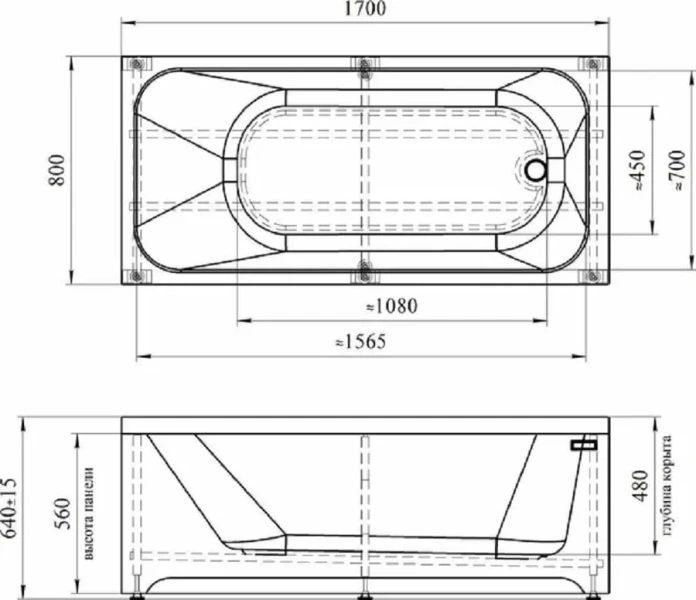 Гидромассажная ванна Радомир Прованс 1-83-2-0-0-192, 170 x 80 см, рама-подставка, фронтальный экран, слив-перелив автомат, гидромассаж Люкс хром КУ 500, белая (детальная фотография), акриловые