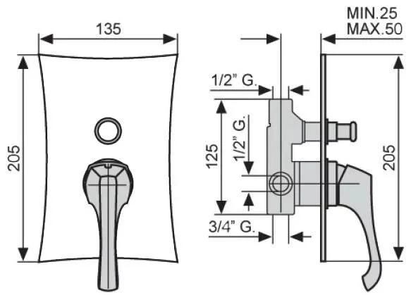 Смеситель для душа хром Emmevi Tiffany 76019CR (детальная фотография), для душа