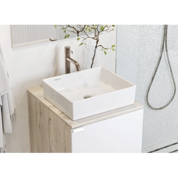 Раковина Sanita Luxe Novel 40 см белая WB.CT/Novel/40-N.Slim/WHT.G/S1 (детальная фотография), накладные (на столешницу)