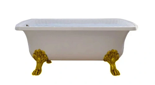 Ванна из искусственного камня Migliore Olivia 174х80 см фурнитура золото - фото 2