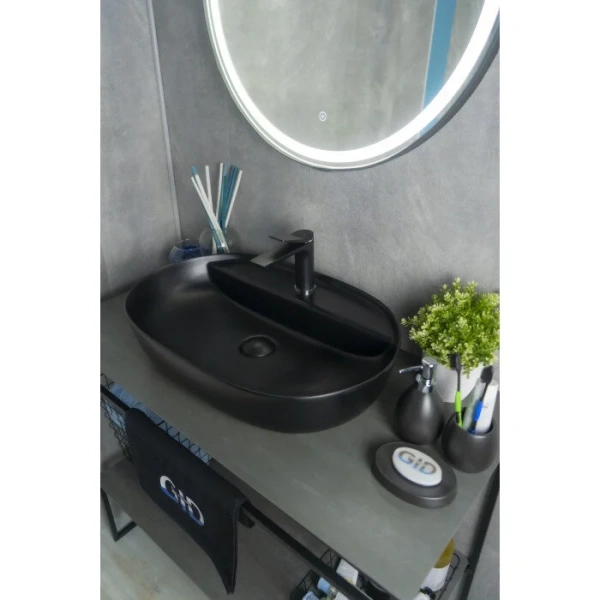 Раковина GID Lago Bm1346 61 см черная 53345 (детальная фотография), керамические