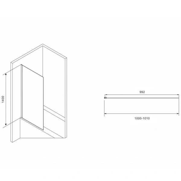 Неподвижная стенка Abber Immer Offen 100x140 см стекло прозрачное AG71100B (детальная фотография), 100 см
