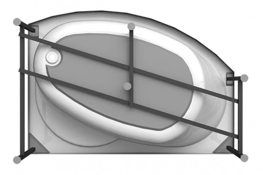 Акриловая ванна Радомир Монти 2-78-0-1-1-213/2-78-0-2-1-213, 150 x 105 см, L/R, фронтальный экран, каркас в комплекте, белая (детальная фотография), 150 см