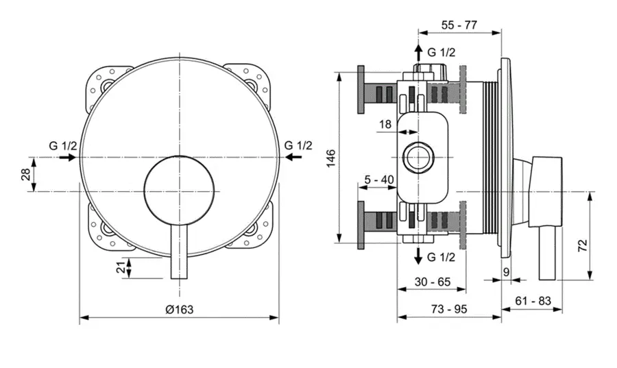 Смеситель для душа Ideal Standard Ceraline хром A7388AA (детальная фотография), для душа