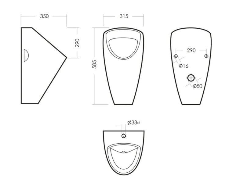 Писсуар подвесной Sanita Lux Long белый PS/Long/Mech/WHT.G/S1 (детальная фотография), современные, hi-tech